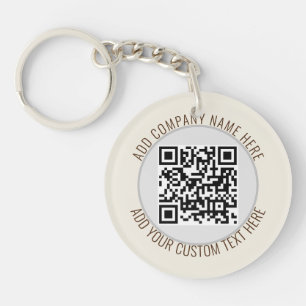 QR-Code Minimalist Einfach Grau Rund Budget  Schlüsselanhänger