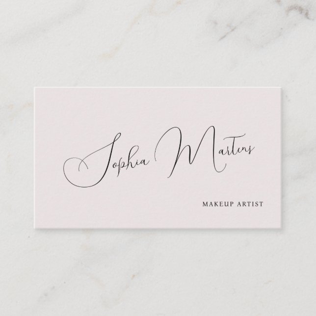 QR code minimalist elegant name script blush Visitenkarte (Vorderseite)