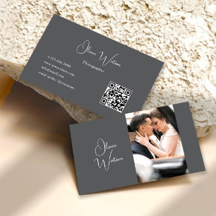 QR-Code Minimalist Grau Schrift Fotograf Visitenkarte