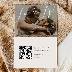 Qr Code Minimalist Horizontal Hochzeitsfoto  Save The Date