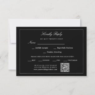 QR-Code Minimalist Schwarz Moderne Hochzeitsmahlze RSVP Karte