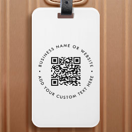 QR-Code Minimalistisch Clean Simple White Business Gepäckanhänger