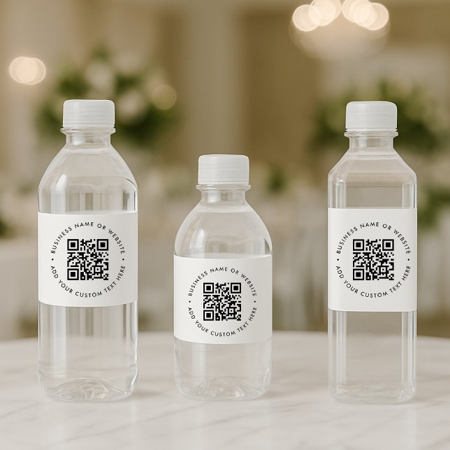 QR-Code Minimalistisch Clean Simple White Business Wasserflaschenetikett (Von Creator hochgeladen)