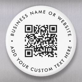 QR-Code Minimalistisch Clean Simple White Round Magnet