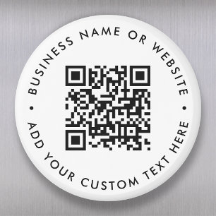 QR-Code Minimalistisch Clean Simple White Round Magnet