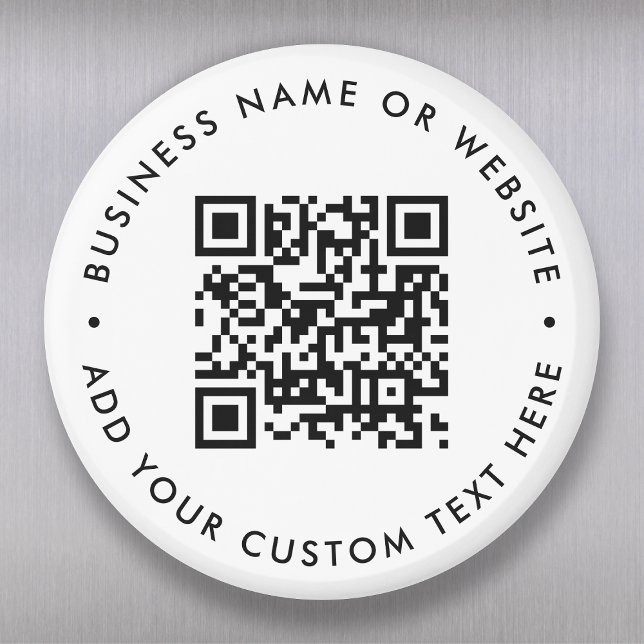 QR-Code Minimalistisch Clean Simple White Round Magnet (Interactive editable QR code value magnets to promote your business, products or services.)