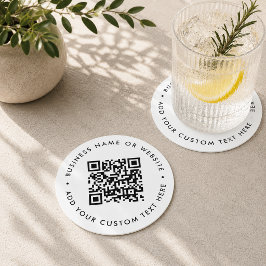QR-Code | Minimalistisch Clean Simple White Scan M Runder Pappuntersetzer