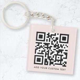 QR-Code Minimalistisch Einfach rosa, benutzerdefin Schlüsselanhänger