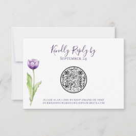 QR-Code Minimalistisch Lila Tulip-Hochzeit RSVP