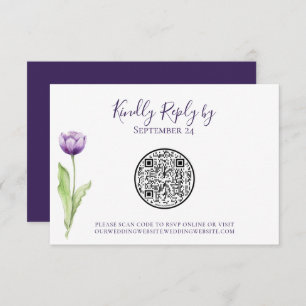 QR-Code Minimalistisch Lila Tulip-Hochzeit RSVP