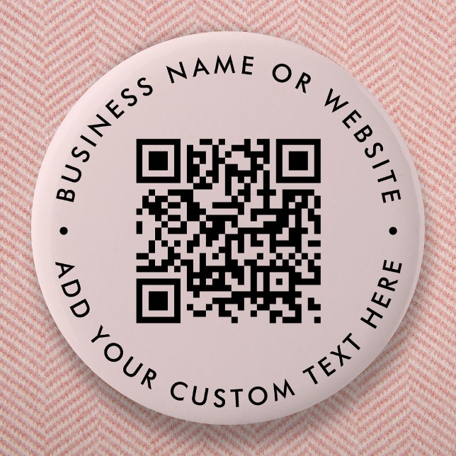 QR-Code | Minimalistisch Rosa Rosa Button (Interactive editable QR code pink button pins to promote your business, products or services.)