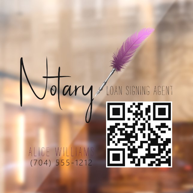 QR-Code Minimalistisch rosa und weiße Notare Fensteraufkleber (Blatt 2)