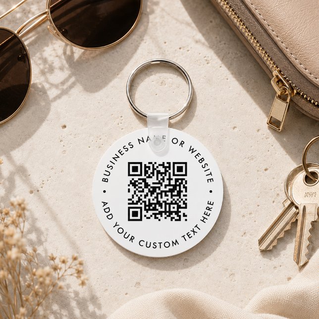 QR-Code Minimalistisch sauber, einfach weißes Budg Schlüsselanhänger (Interactive editable QR code keychains to promote your business, products or services.)