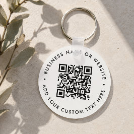 QR-Code Minimalistisch sauber, einfach weißes Budg Schlüsselanhänger