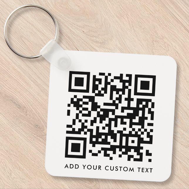 QR-Code Minimalistisch Sauberer einfacher, benutze Schlüsselanhänger (Versatile editable keychain template with interactive QR code & text for business or personal use.)