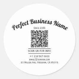 QR-Code Minimalistisch Schwarz-Weiß, einfach klar Runder Aufkleber