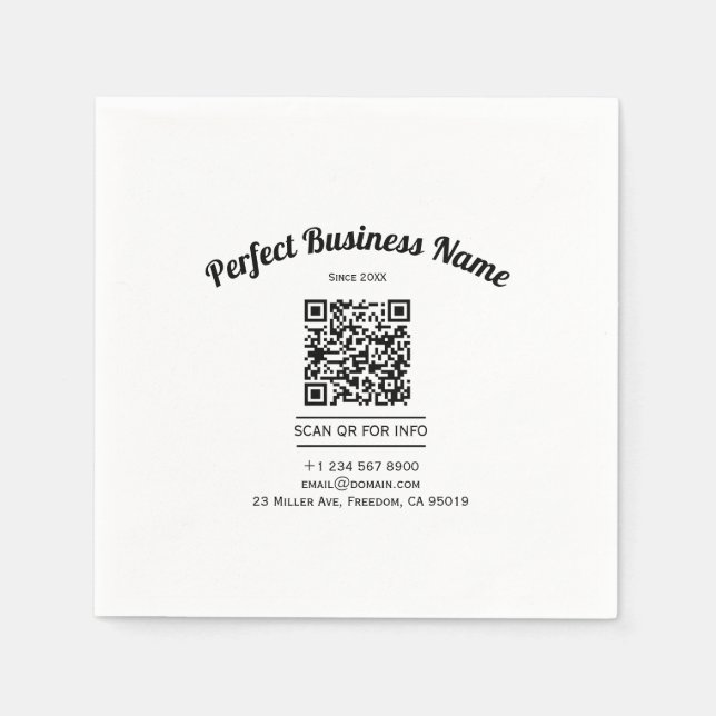 QR-Code Minimalistisch Schwarz-Weiß, einfach klar Serviette (Vorderseite)