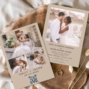 QR-Code Minimalistisch Terracotta Wedding Foto Einladung
