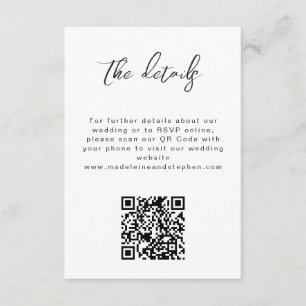 QR Code Minimalistische Foto Hochzeit Website Deta Begleitkarte