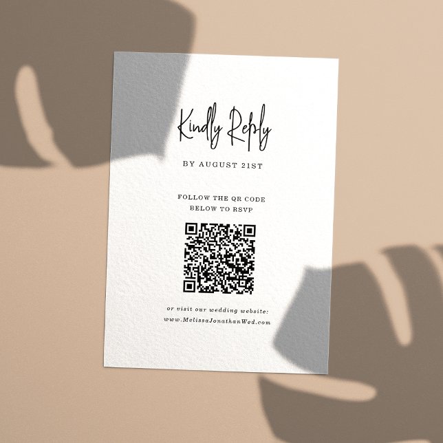 QR Code Minimalistische handgeschriebene Hochzeit RSVP Karte (Von Creator hochgeladen)