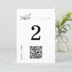 QR-Code Minimalistische Hochzeitstisch-Platzkarte