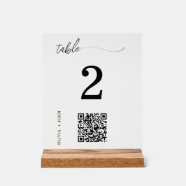 QR-Code Minimalistische Hochzeitstisch-Platzkarte Acrylschild