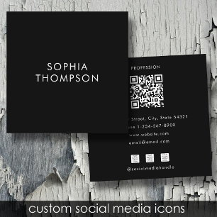 QR-Code Minimalistische Social Media-Icons Quadratische Visitenkarte