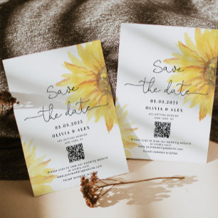 QR-Code Minimalistische Sonnenblumen Save the Date