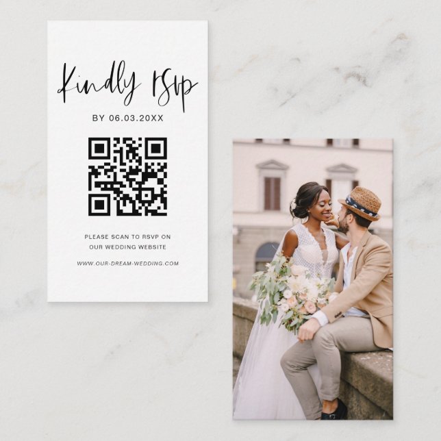 QR Code Minimalistische UAWG Wedding Website Begleitkarte (Vorne/Hinten)