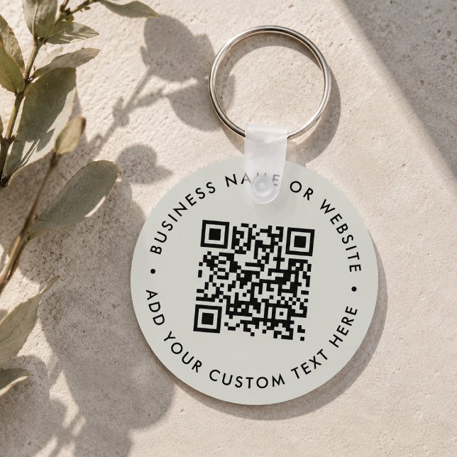 QR-Code | Minimalistisches Clean Simple Gray Budge Schlüsselanhänger (Interactive editable QR code keychains to promote your business, products or services.)