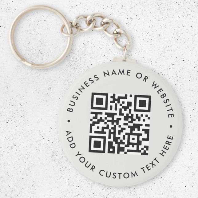 QR-Code | Minimalistisches Clean Simple Gray Budge Schlüsselanhänger (Interactive editable QR code keychains to promote your business, products or services.)
