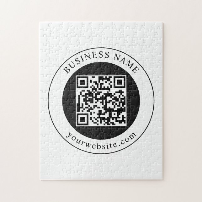 QR-Code mit bearbeitbarem Firmennamen Puzzle (Vertikal)