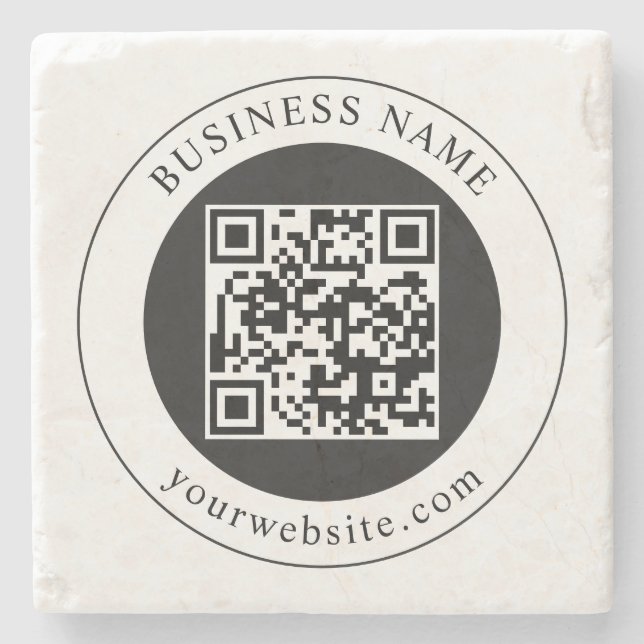 QR-Code mit bearbeitbarem Firmennamen Steinuntersetzer (Vorderseite)
