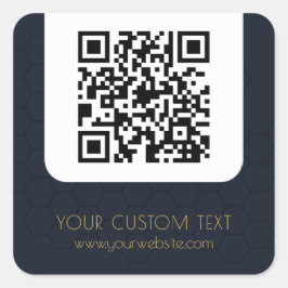 QR Code mit benutzerdefiniertem Text, blau elegant Quadratischer Aufkleber