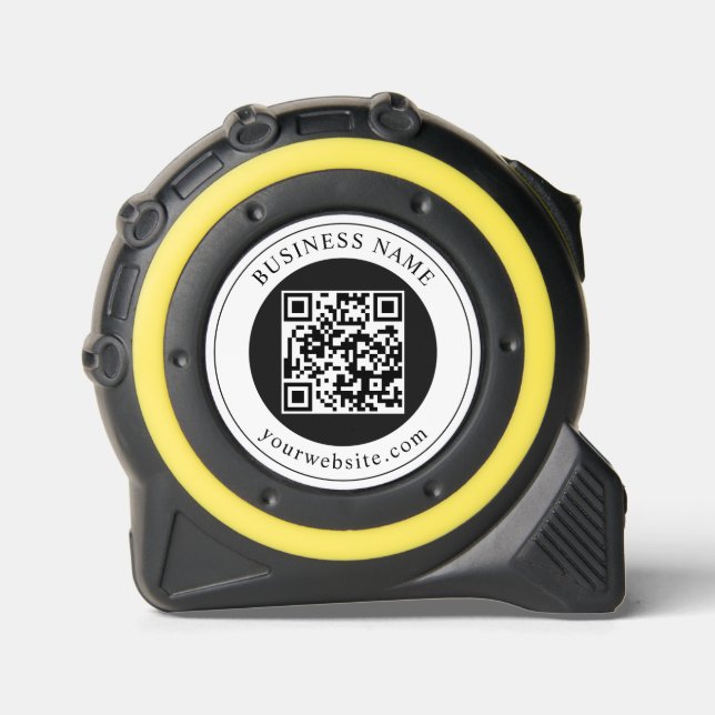 QR-Code mit editierbarem Firmennamen Maßband (Vorderseite)