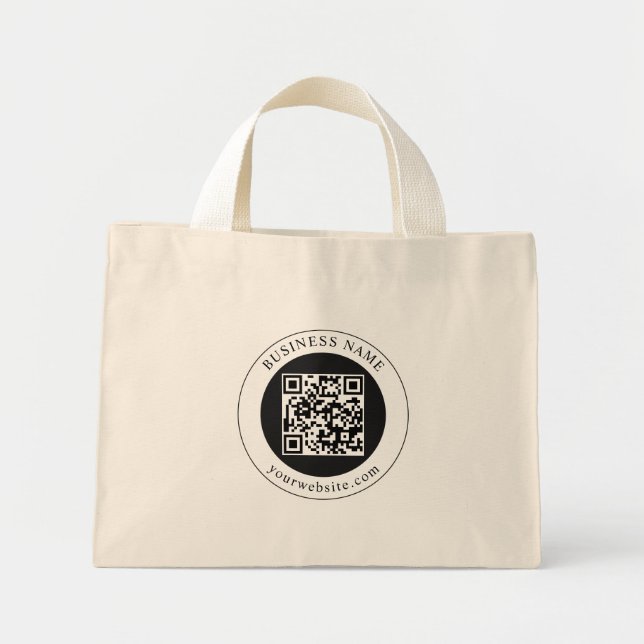 QR-Code mit editierbarem Firmennamen Mini Stoffbeutel (Vorne)