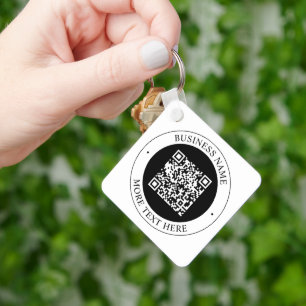 QR-Code mit editierbarem Firmennamen und kreisförm Schlüsselanhänger