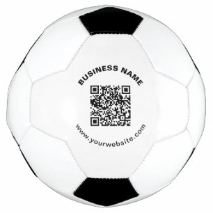 QR-Code mit Firmenname Fett Kreis Text Fußball