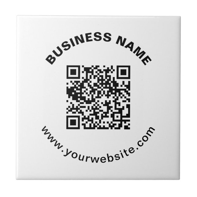 QR-Code mit Firmenname Fett Kreistext Fliese (Vorderseite)