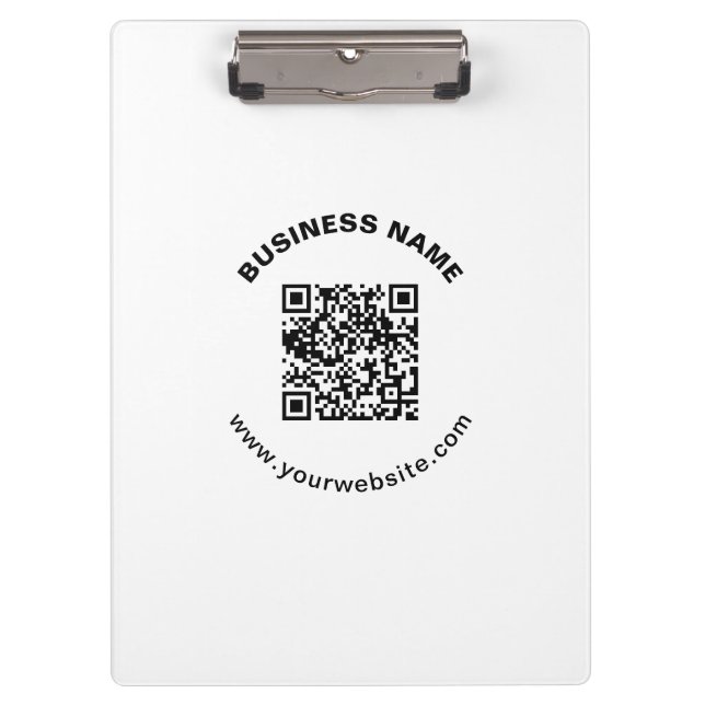 QR-Code mit Firmenname Fett Kreistext Klemmbrett (Vorderseite)