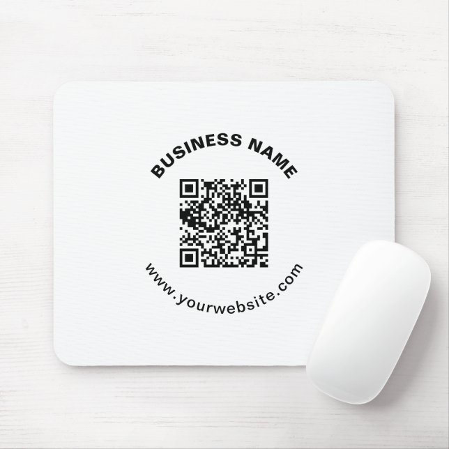 QR-Code mit Firmenname Fett Kreistext Mousepad (Mit Mouse)