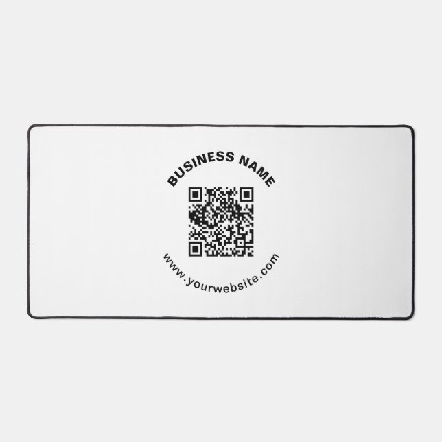 QR-Code mit Firmenname Fett Kreistext Schreibtischunterlage (Vorderseite)