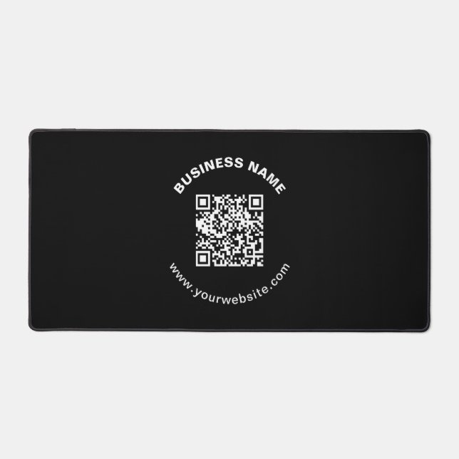QR-Code mit Firmenname Fett Kreistext Schreibtischunterlage (Vorderseite)