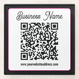QR-Code mit kursorischer Handschrift Glasuntersetzer