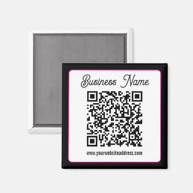 QR-Code mit kursorischer Handschrift Magnet (Vorderseite/Rückseite)