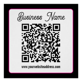 QR-Code mit kursorischer Handschrift Poster