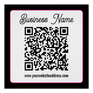 QR-Code mit kursorischer Handschrift Poster