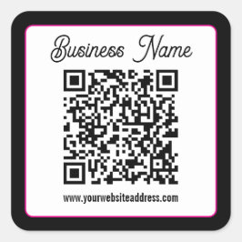 QR-Code mit kursorischer Handschrift Quadratischer Aufkleber
