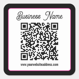 QR-Code mit kursorischer Handschrift Quadratischer Aufkleber