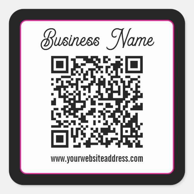 QR-Code mit kursorischer Handschrift Quadratischer Aufkleber (Vorderseite)
